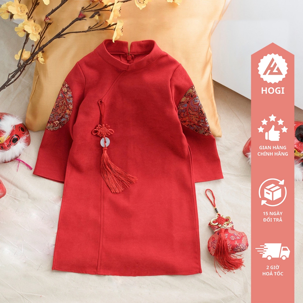  Áo dài bé trai Hogi chất liệu nhung chéo ốp tay áo dài tết cho bé trai đủ size - Hogi Clothing HG22 