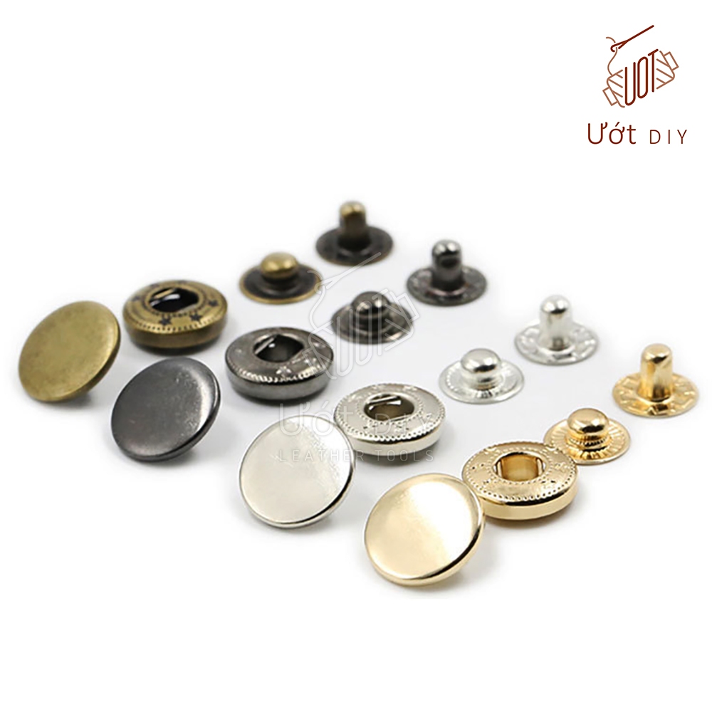 Set 5 Bộ Cúc Bấm Nút Bấm Đồng Thau 4 chi tiết 831/633/655 - Dụng Cụ Làm Da Handmade DIY