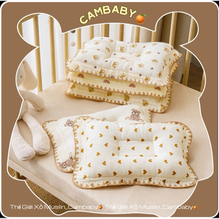  Gối Xô Muslin cho bé Sơ Sinh  ,Gối Lõm Chống Méo Đầu siêu mềm mại thấm hút mồ hôi cho bé 