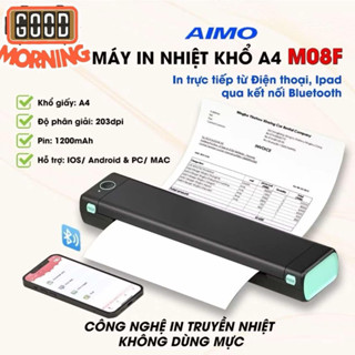  Máy In Nhiệt Khổ A4 Di Động M08F- In giấy nhiệt A4 - Kết nối không dây Bluetooth in từ iPhone - iPad USB 