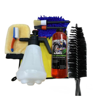 [Combo tay ga, xe điện] Bình bọt tuyết, xà bông,chải đa năng,cọ chồn đen,cọ gỗ, cọ đen, lông cừu , san hô , khăn lau