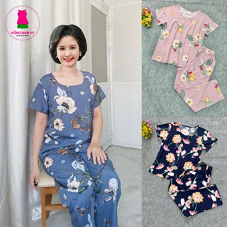 Đồ bộ trung niên tole lanh 2 da tay ngắn quần dài 47-75kg loại tốt