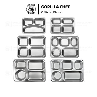 Khay cơm inox 3/4/5 ngăn sâu lòng Gorilla Chef phong cách Hàn Quốc an toàn cho sức khỏe