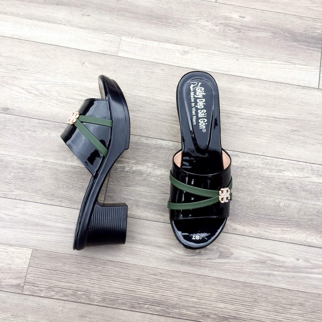 (Bgsize 36-43) Dép nữ trung niên quai ngang cho mẹ - Dép cho mẹ cho bà cao 5cm - Bao êm, nhẹ, d