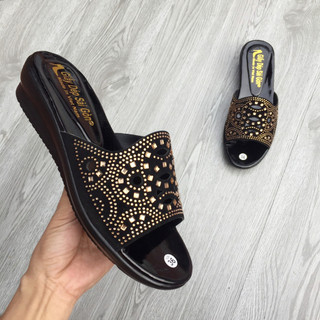    Size ngoại cỡ 36-43  Dép nữ trung niên 3p đính đá nhẹ êm cho mẹ cho bà 