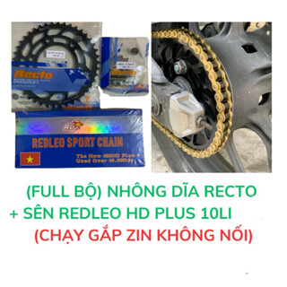 [Full bộ] Nhông Dĩa RECTO Sên REDLEO VÀNG 10li-122L PLUS Exciter 135,150,155 Winner, Raider, Sonic
