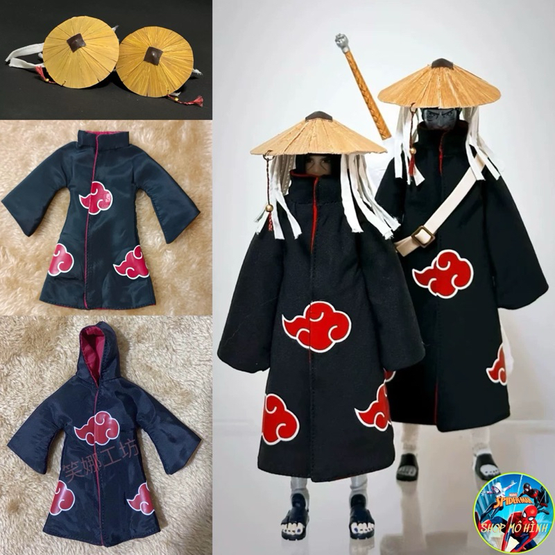 Áo Choàng Vải Akatsuki, Mũ Tre trang phục tổ chức Akatsuki cho SHF Naruto quần áo vải tỉ lệ 1/12