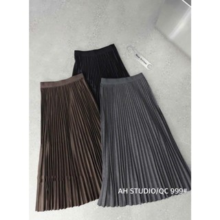   CV958  CHÂN VÁY MIDI TRƠN XOÈ XẾP LY NHỎ metwo.dearu - Chân váy maxi dài QC xếp ly cạp chun ulzzang tiểu thư Hàn Quốc 