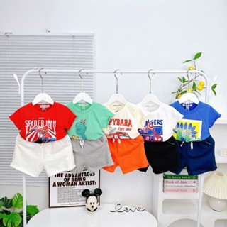   Size 9-26kg  Set Bộ Cộc Siêu nhân,Khủng long cho bé Trai Cotton 4 chiều Phối quần Cotton da cá MinwooBaby- HÀNG LOẠI 1 