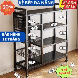 Kệ để lò vi sóng nhiều tầng đựng rau củ quả xoong nồi đồ dùng nhà bếp có bánh xe đẩy.Kệ lò vi sóng khung sắt