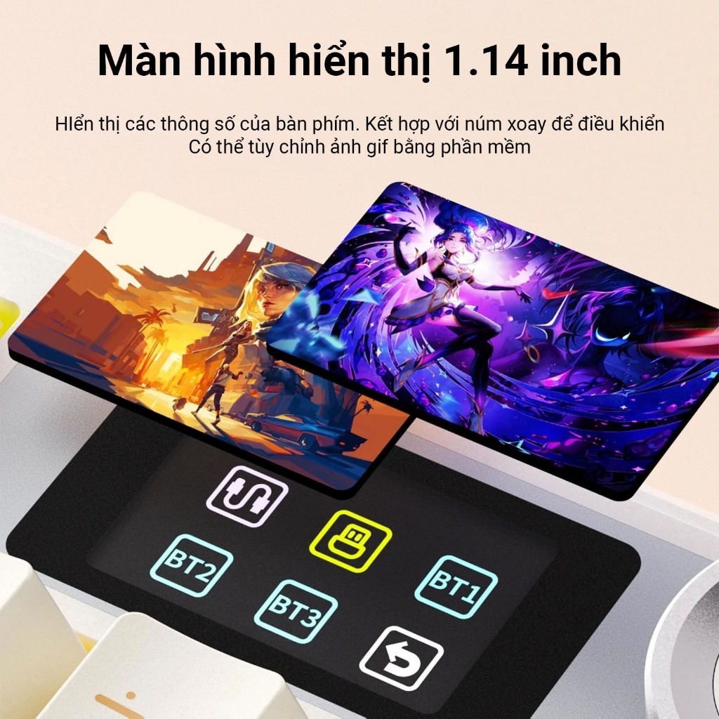 Bàn phím cơ AULA F108Pro - 3 mode kết nối - Có núm xoay và màn - Pin 8000 mAh - BH 12T | BigBuy360 - bigbuy360.vn