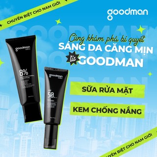 Combo Sữa Rửa Mặt, Kem Chống Nắng 3ON1 GOODMAN Sạch Sâu Ngừa Mụn, Chống Tia UV, Kiềm Dầu Cấp Ẩm, Dành Cho Nam