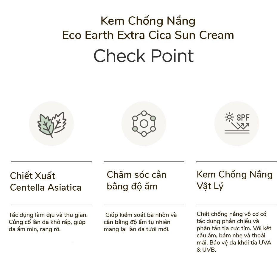 Kem Chống Nắng Nâng Tone the SAEM Eco Earth Sun Cream 50g cho da Hỗn hợp (Mẫu mới)
