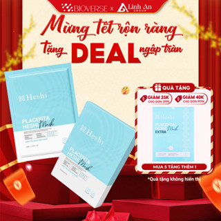 Mặt nạ Heshi Placenta Heshi Mask (mẫu mới) Hộp 5 cái chiết xuất nhau thai cừu , Vitamin B5 dưỡng ẩm kích trắng căng bóng