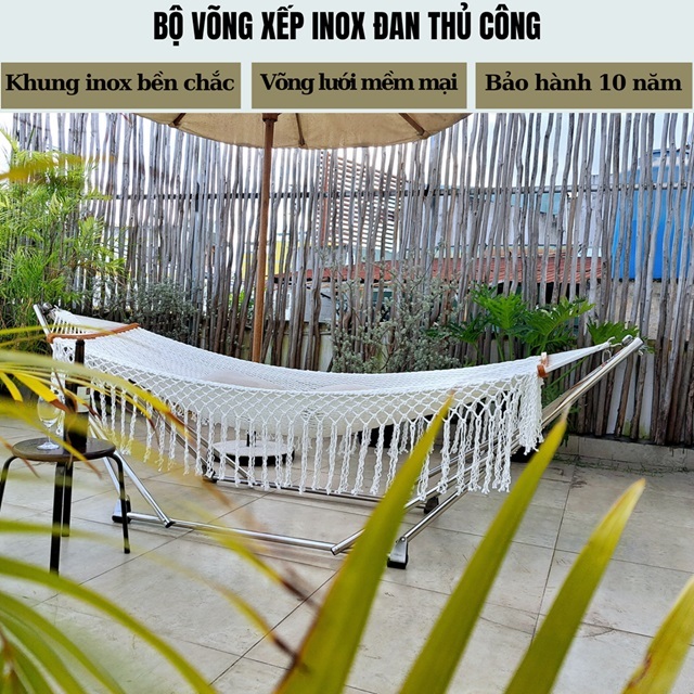 BỘ VÕNG XẾP INOX ĐAN COTTON