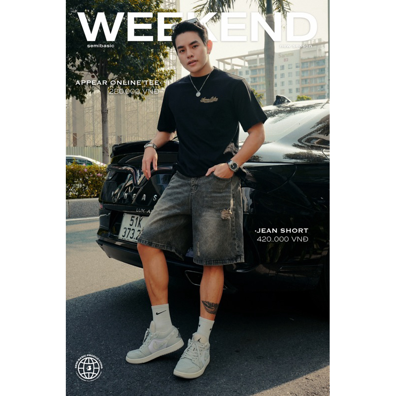 Áo thun unisex Semibasic Appear Online/ Đen | BigBuy360 - bigbuy360.vn