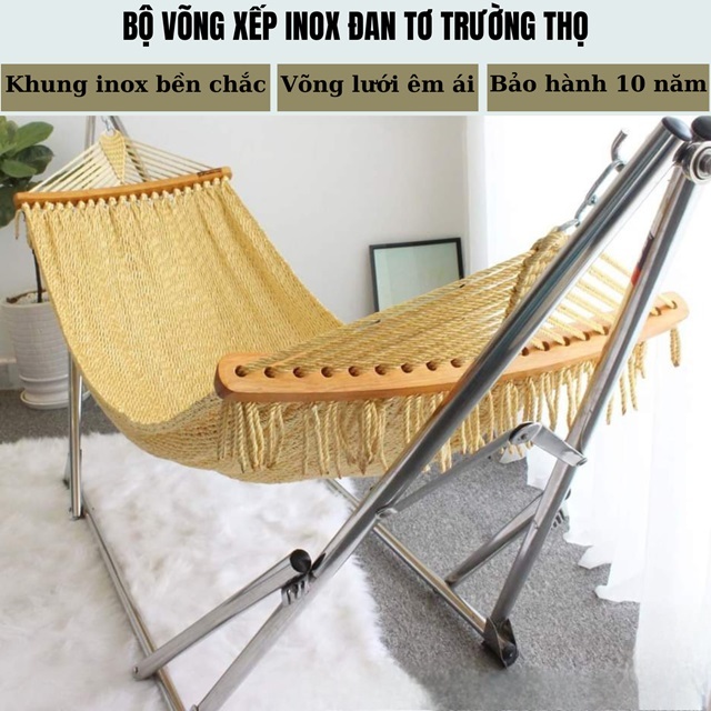 BỘ VÕNG XẾP INOX ĐAN TƠ CAO CẤP BẢO HÀNH 10 NĂM