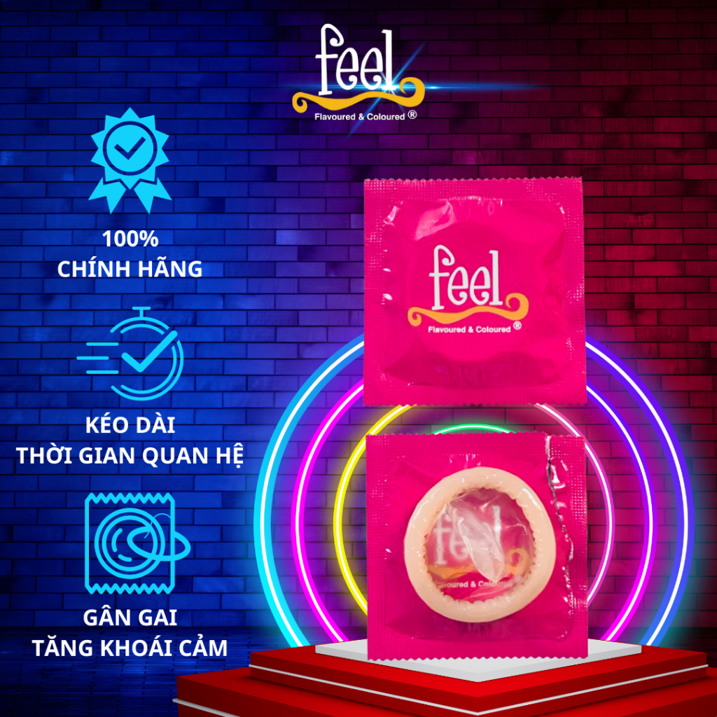 Bộ 2 Hộp Bao cao su Feel 4 in 1 12 bao | Bao cao su kéo dài quan hệ | Bao cao su có gai và gân