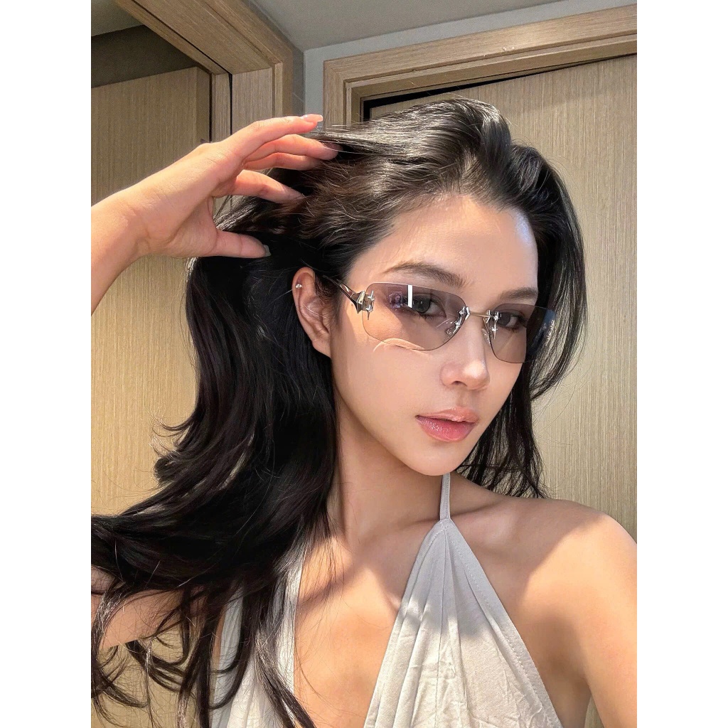 Mắt Kính Râm Nam Nữ Tròng Kính Mát Không Viền TTL Gọng Kính Mắt Kim Loại Thời Trang Xu Hướng-226 X