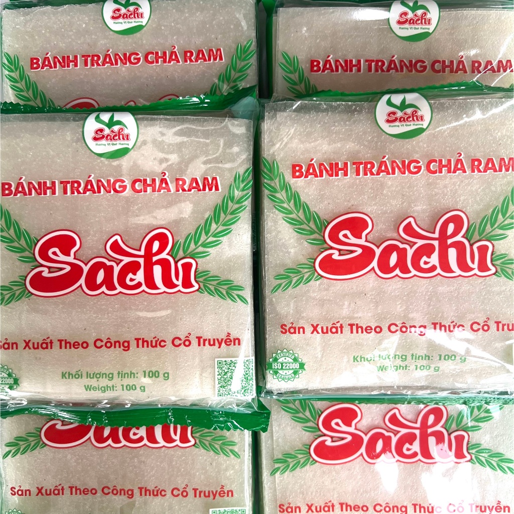 Bánh tráng gạo CUỐN CHẢ RAM TÔM ĐẤT , Sachi cuốn chả ram Bình Định