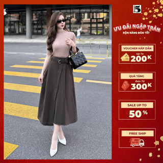  Chân váy midi dáng dài xẻ tà cạp to Twenty.5 -  5189  Đi kèm đai lưng  