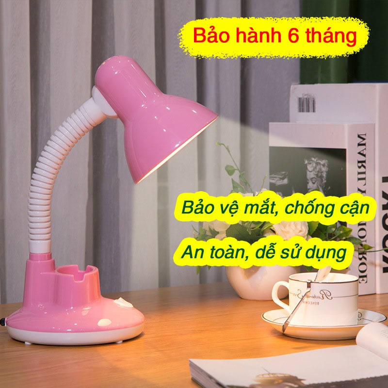 Đèn học để bàn chống cận tích hợp giá để bút và đỡ điện thoại HT Shop sử dụng bóng led 5w vàng hoặc trắng DN028