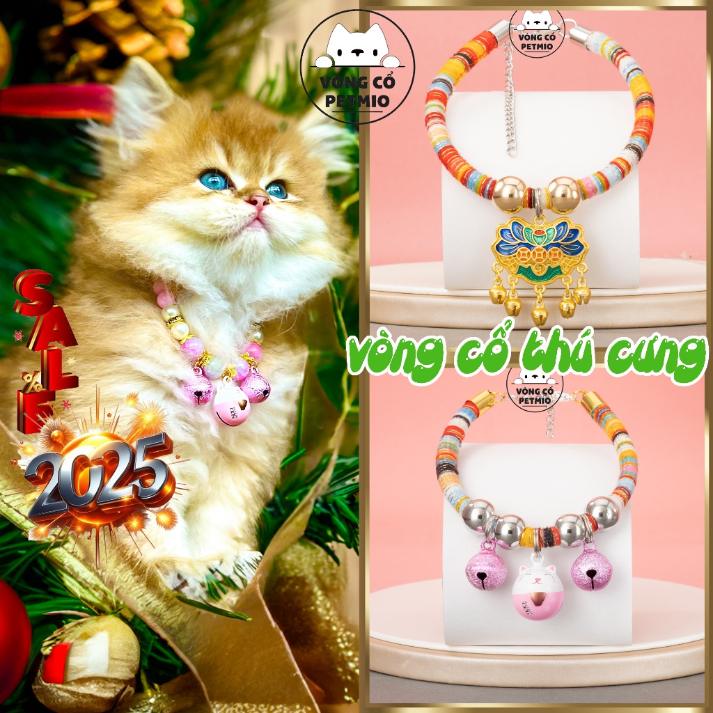 Vòng cổ cho mèo,chó,petmio tri ân.vòng handmade tự thiết kế nâng tầm nét đẹp cho thú cưng không sợ nước