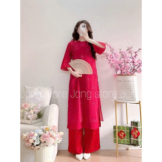 Áo Dài 𝐋𝐔𝐍𝐀𝐂𝐋𝐀𝐒𝐒𝐘 Áo Cách Tân 4 Tà Tơ Mềm Mại Thêu Hoa ST0035T Mặc Lễ Tết, Đội Bê Tráp, Cưới Hỏi