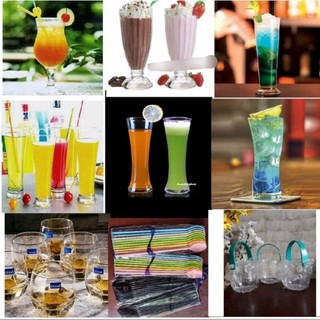  SET 06 LY THỦY TINH CAO CẤP ĐỰNG KEM  SINH TỐ  TRÀ SỮA  XÔ ĐỰNG TRÁI CÂY...MUỖNG KHOÁY CÁC LOẠI 