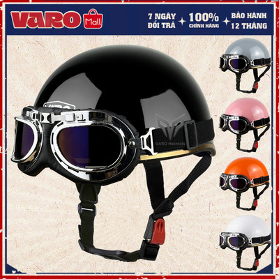 Mũ bảo hiểm nửa đầu VARO viền đồng luxuxry làm từ nhựa ABS cao cấp