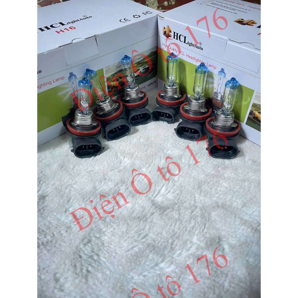 COMBO 10 bóng pha ô tô H16 siêu sáng. Bóng đèn pha H16-HCL đầu xanh. Chỉ có điện 12v