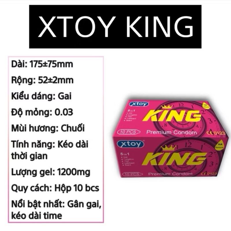Bao cao su XTOY 0.01 siêu mỏng, nhiều gel bôi trơn, gân gai, truyền nhiệt tốt, hương thơm Hộp 10 bcs