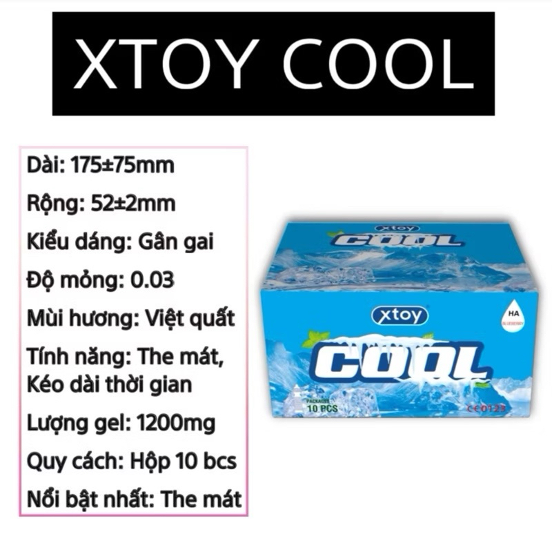 Bao cao su XTOY 0.01 siêu mỏng, nhiều gel bôi trơn, gân gai, truyền nhiệt tốt, hương thơm Hộp 10 bcs
