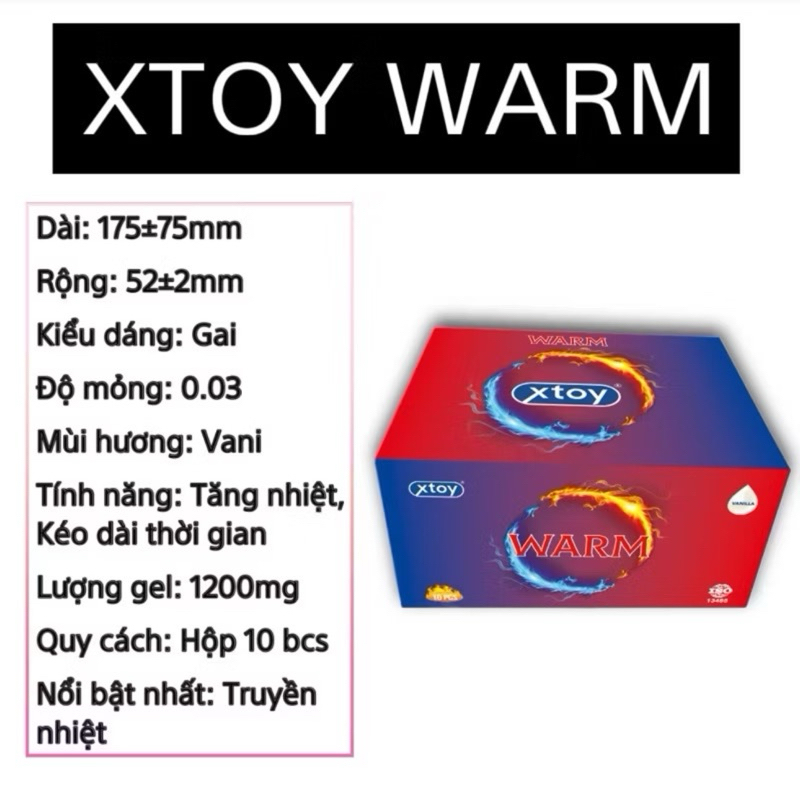 Bao cao su XTOY 0.01 siêu mỏng, nhiều gel bôi trơn, gân gai, truyền nhiệt tốt, hương thơm Hộp 10 bcs