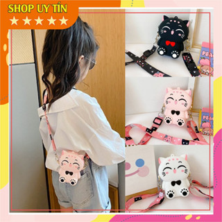  Túi xách silicon đeo chéo hình mèo cười thời trang đựng bao bì tiền lì xì túi tỏi cho bé gái 