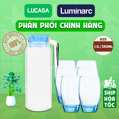 Bộ Bình Ly Thủy Tinh Luminarc 7 Món Rotterdam Blue - 7L1799 | Phân Phối Chính Hãng