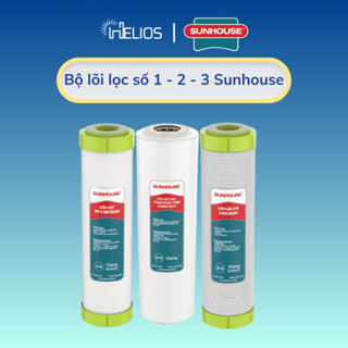 Bộ 3 lõi lọc thô 123 Sunhouse dùng cho máy lọc nước RO có 3 cốc lọc 10inch - Hàng chính hãng