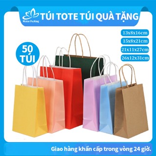 (Hỏa Tốc 1H)Combo 50 Túi giấy kraft có quai cao cấp nhật bản, túi giấy xi măng, túi kraft, túi đựng quà tặng-Mstar