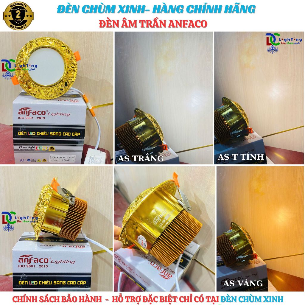 [ ĐÈN CHÙM XINH ] Đèn âm trần hợp kim AFC-001 LED 12W chính hãng Anfaco lắp Spa, phòng khách...VVV