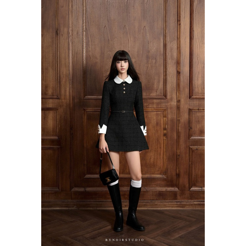 Moncler Dress - Váy dài tay phối cổ tròn Bynoir Studio