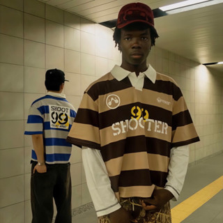 Áo Rugby Polo WHDC big boxy sọc ngang - Tay ngắn có cổ 100% Cotton có big size 100kg định lượng 280gsm Nam Nữ Unisex