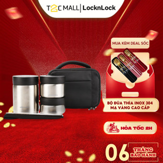 Bộ hộp cơm giữ nhiệt LocknLock 3 Ngăn Văn Phòng, 1 Ngăn Giữ Nhiệt, Kèm Túi Đựng LHC8031SLV T2Cmall