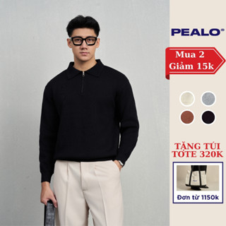Áo len polo kéo khoá PEALO dài tay chất liệu len cao cấp
