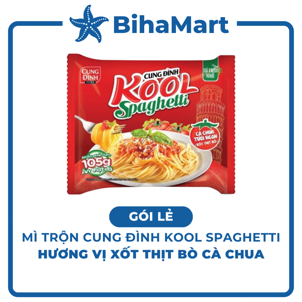 [GÓI LẺ] - AFOTECH - Mì trộn Cung Đình Kool Spaghetti gói Xốt thịt bò cà chua, Mì ý sốt bò bằm Cung 