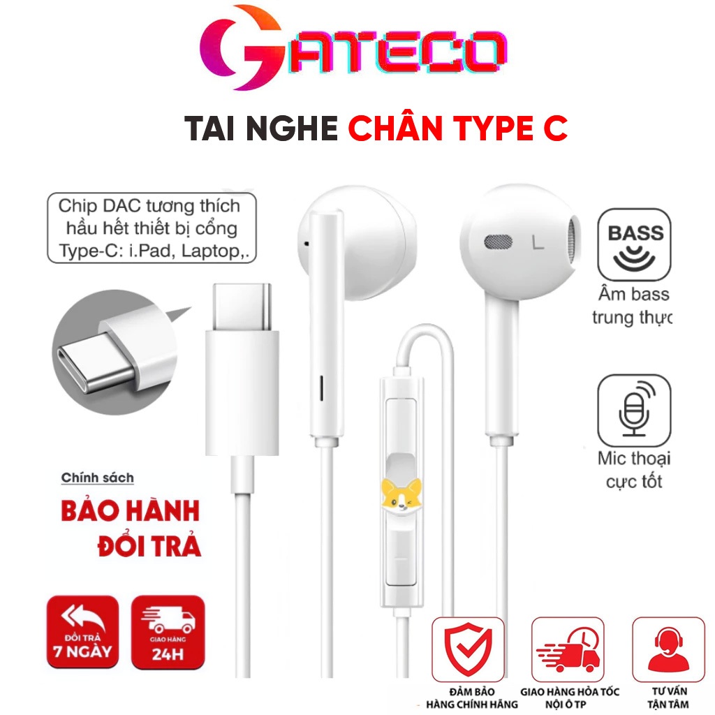 Tai nghe Type C dành cho 16 pro max 17prm 15prm và Samsung Xiaimi Oppo cổng type C C nghe gọi đầy đủ bass hay nghe nhạc