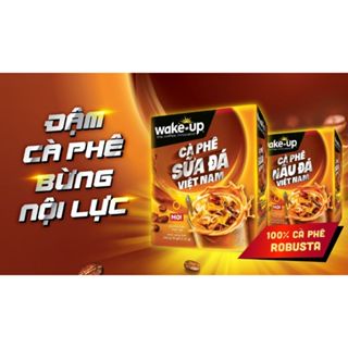 WAKE UP + hộp VÀNG 240g / 10 gói + CÀ PHÊ SỮA ĐÁ VINACAFE BH 3 in 1 Coffee and Times