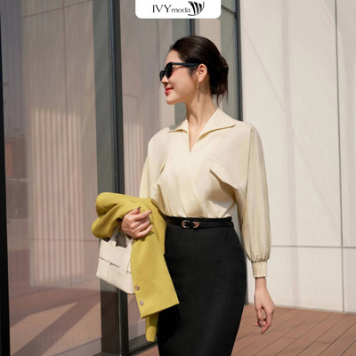 Áo sơ mi nữ Bloom Collar IVY moda MS 17M8908