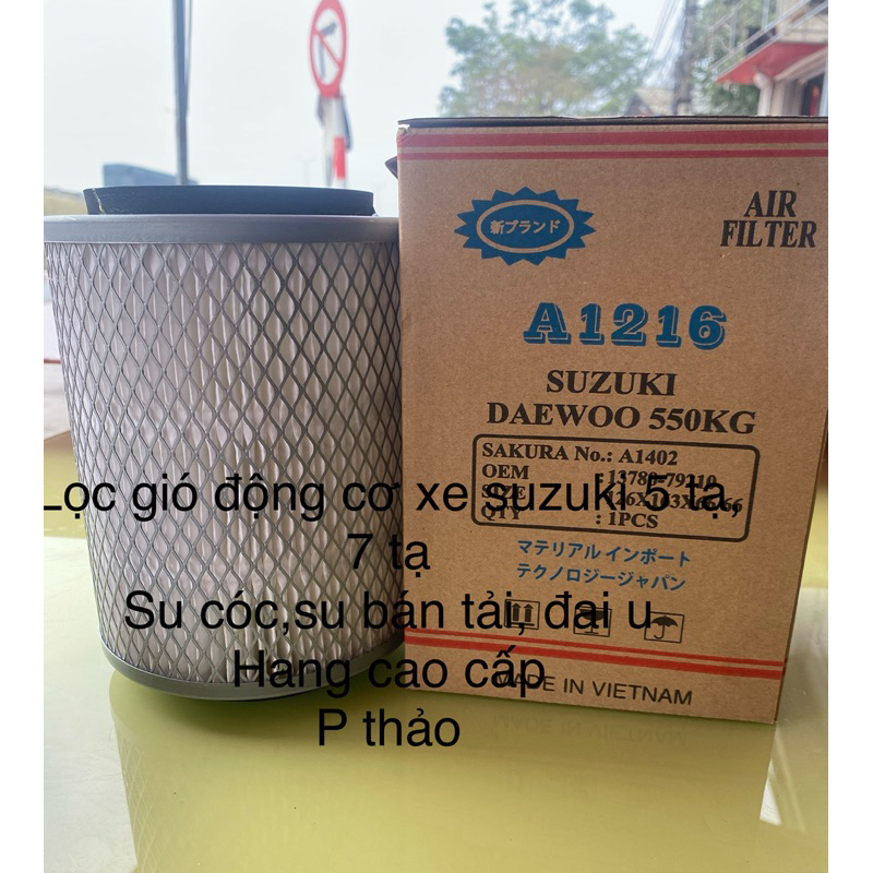 lọc gió xe tải suzuki 5 tạ, 7 tạ, đai u 5 tạ, scóc cao cấp(A1216)