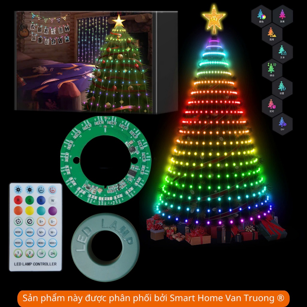 Điều khiển kèm mạch led cây thông noel LED ARGB full màu tầng giả theo nhạc có APP