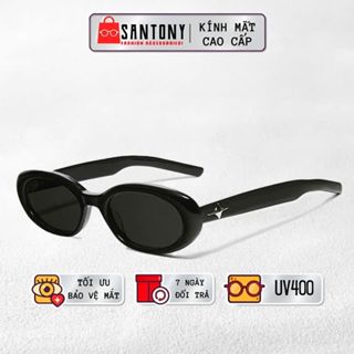 Kính đen mắt mèo nữ  SANTONY gọng nhựa form nhỏ dập nổi ngôi sao phong cách Jennie